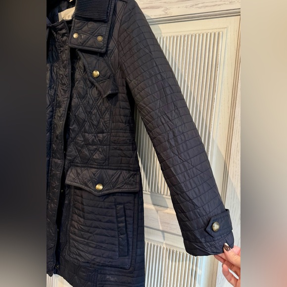 BURBERRY BRIT Womens Quilted Patchwork Puffer Jacket Coat Navy Blue, Small - Picture 9 of 16